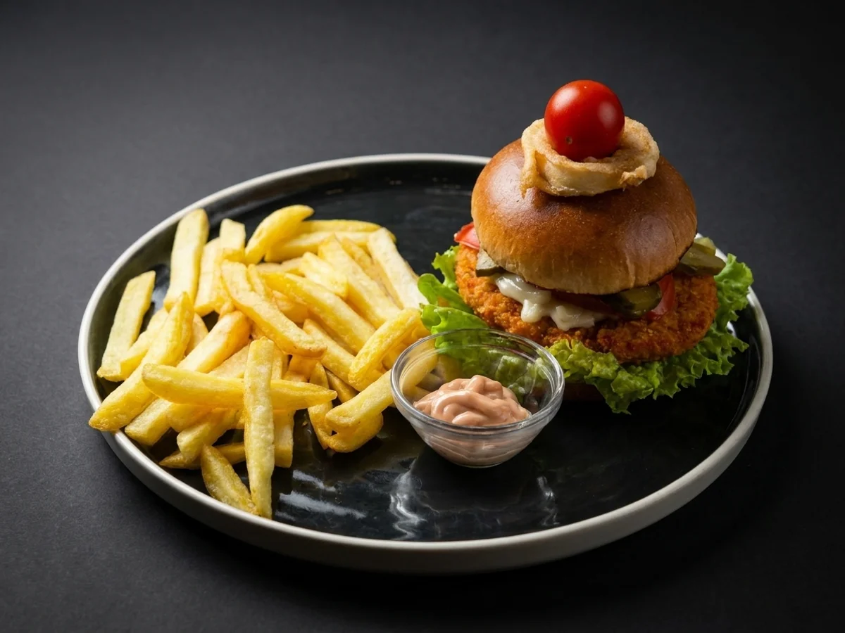 Burger de Pui cu Cartofi Pai